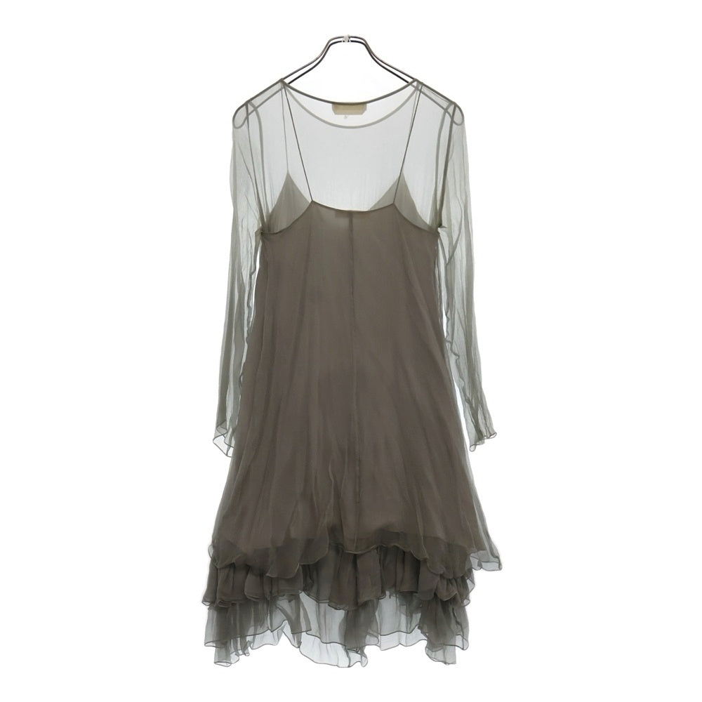 Chloe(クロエ) シルク シースルー フリル ドレス グレー レディース 16ARO85-16A001