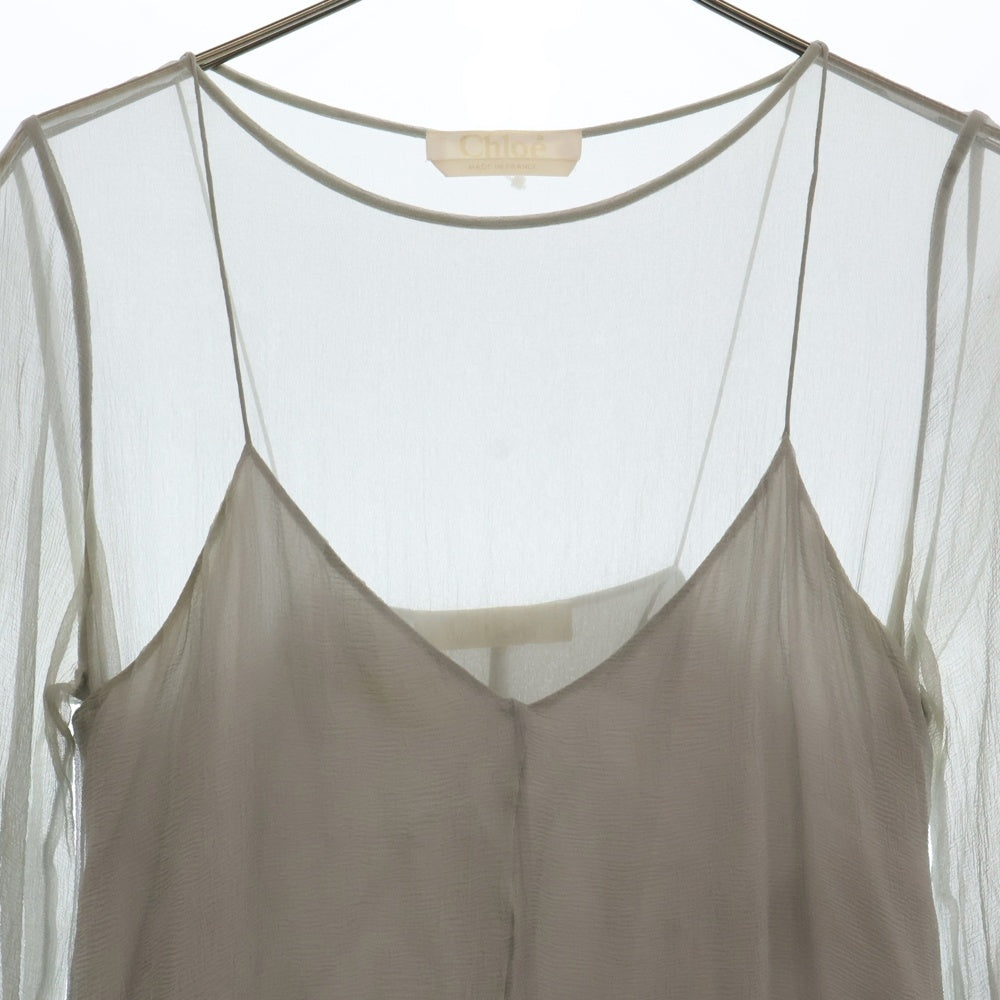 Chloe(クロエ) シルク シースルー フリル ドレス グレー レディース 16ARO85-16A001