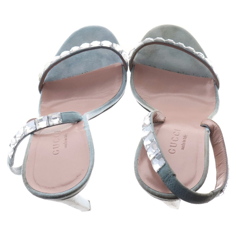 GUCCI(グッチ) ラインストーン ストラップ ヒール パンプス ブルー レディース
