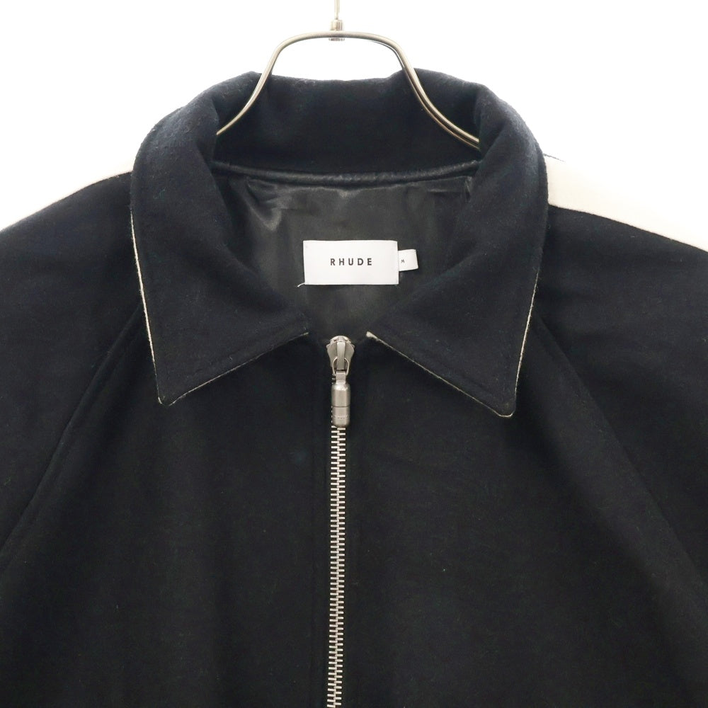RHUDE(ルード) Boys Signature Bomber ボーイズ シグネチャー ジップアップ ボンバー ジャケットブラック/ホワイト
