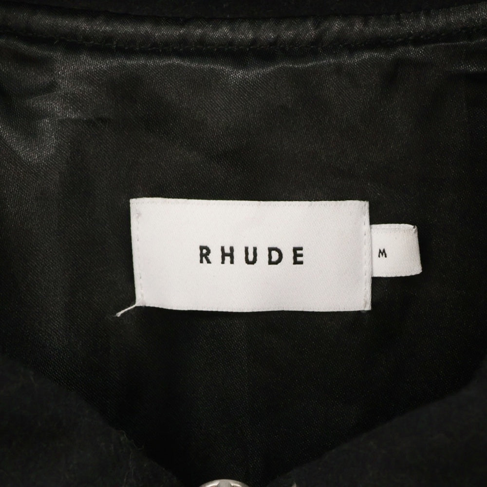 RHUDE(ルード) Boys Signature Bomber ボーイズ シグネチャー ジップアップ ボンバー ジャケットブラック/ホワイト