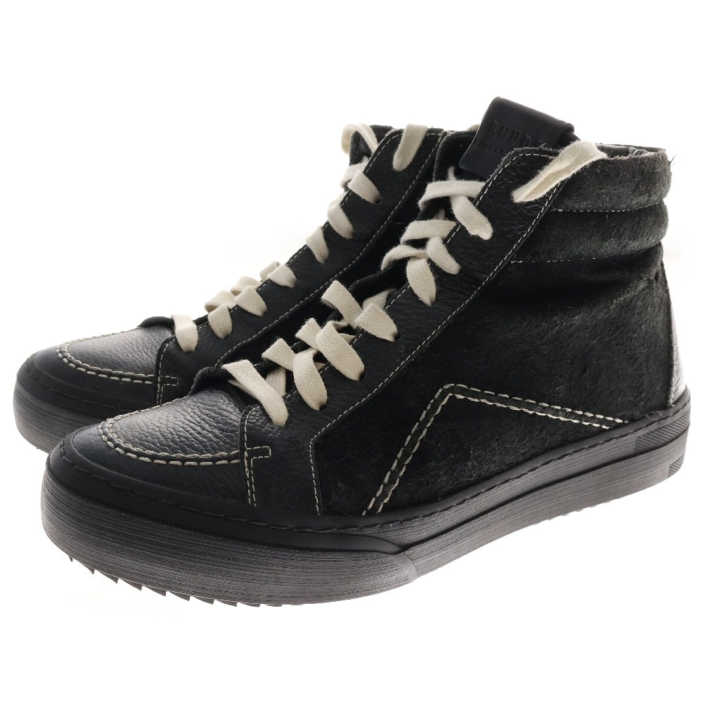RHUDE(ルード) V1-HI スエード切り替え レザー ハイカットスニーカー ブラック 05AFO13901