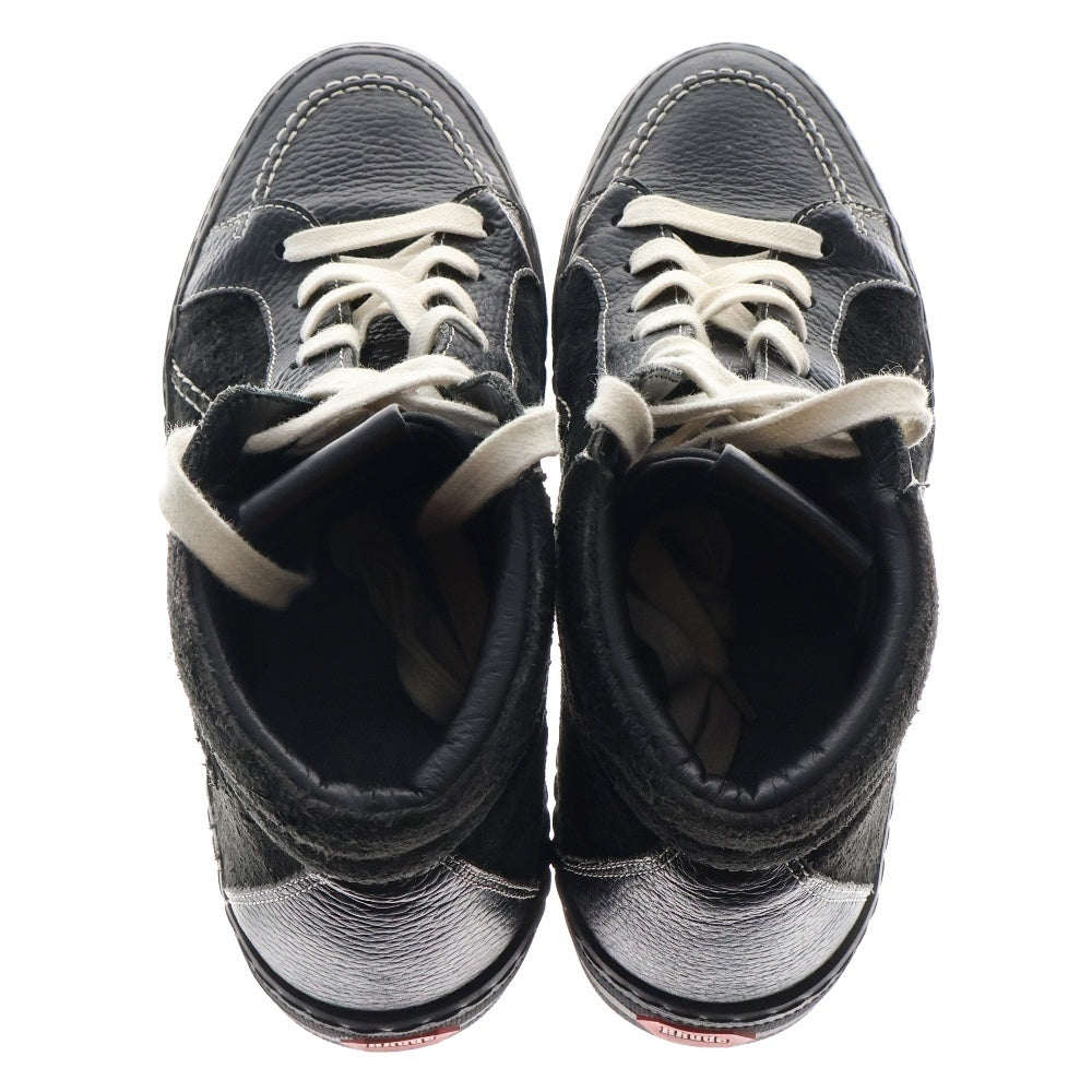 RHUDE(ルード) V1-HI スエード切り替え レザー ハイカットスニーカー ブラック 05AFO13901