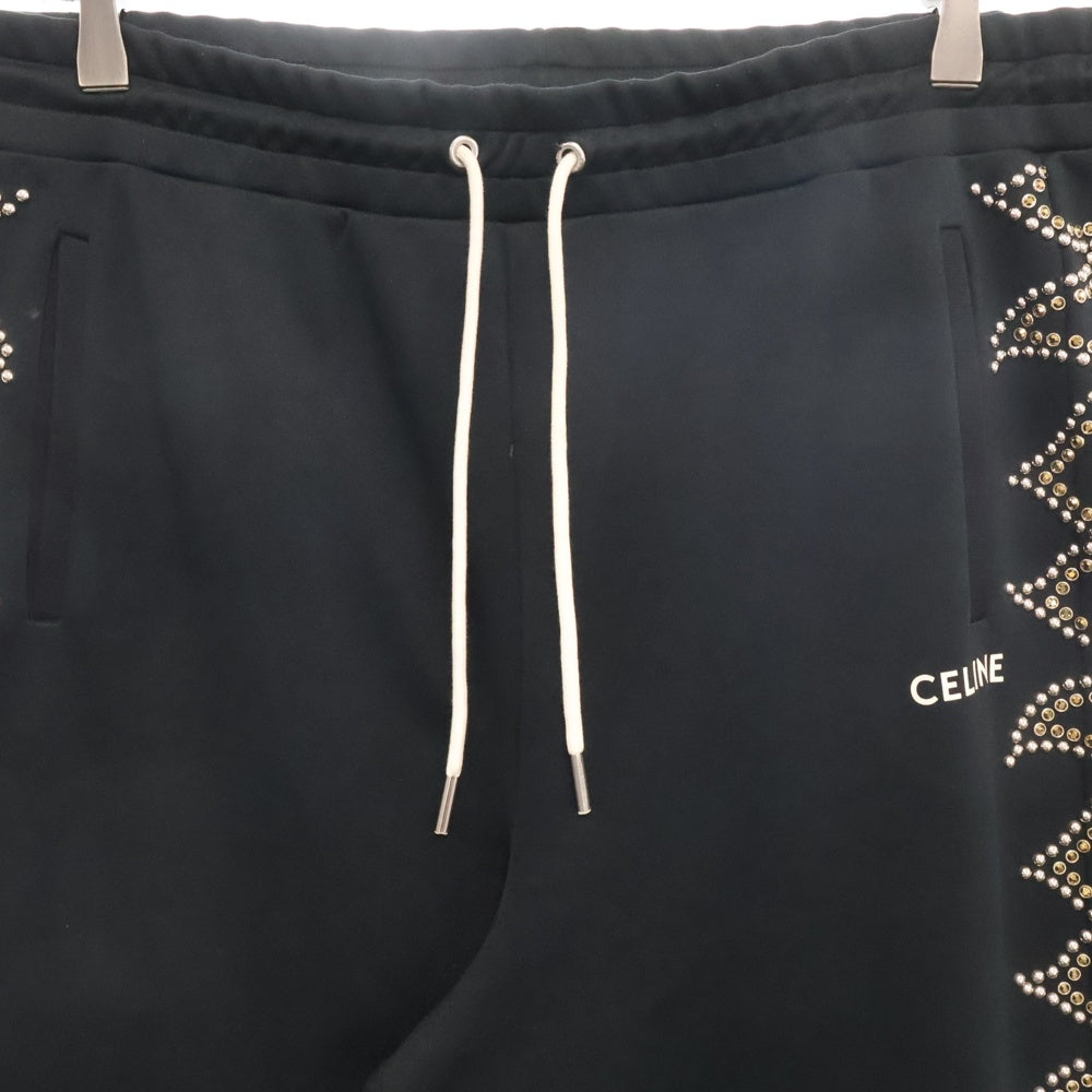 CELINE(セリーヌ) 22AW フレイムエンブロイダリー ジョガーパンツ ダブルフェイス ジャージー トラックパンツ ブラック 2Z225121O
