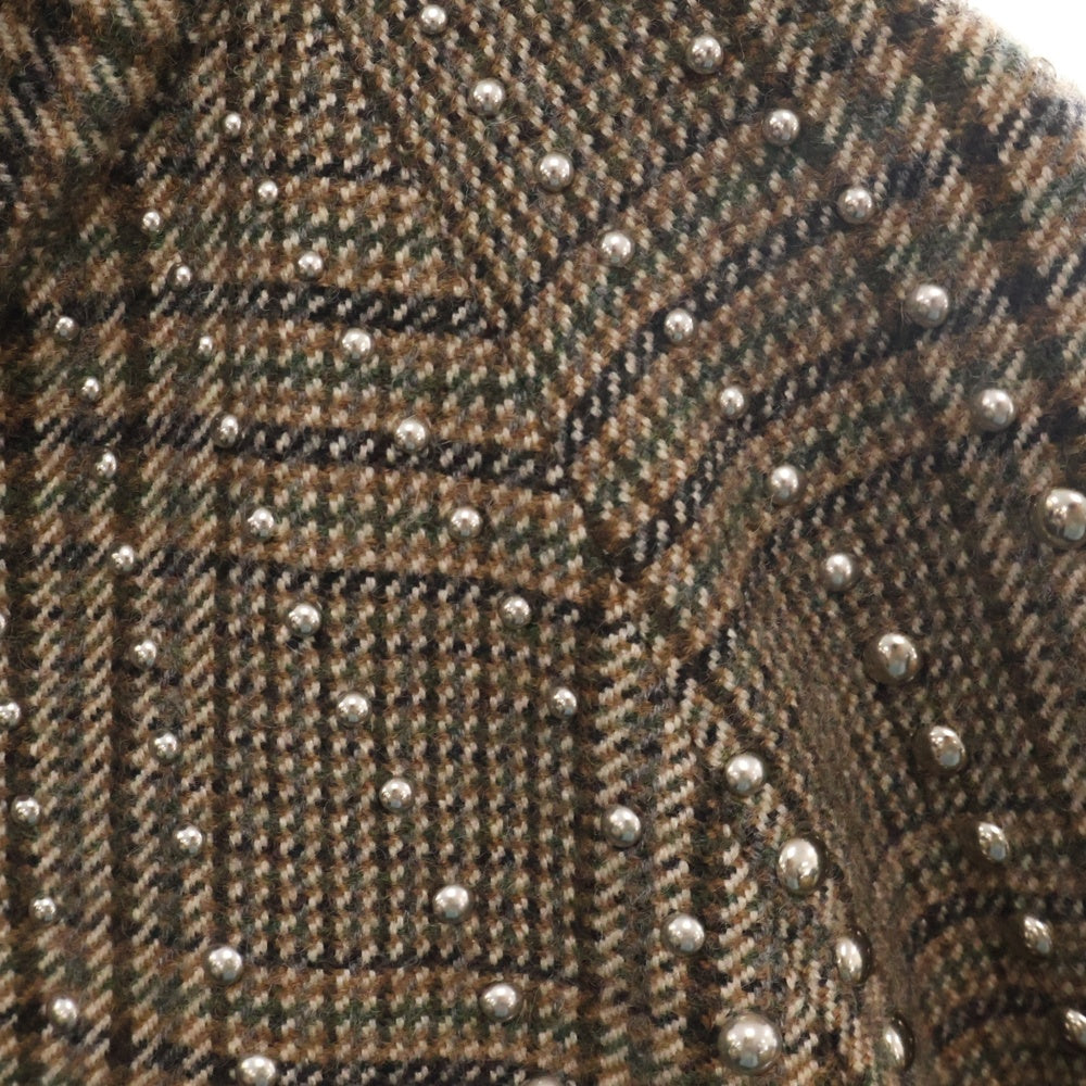 CELINE(セリーヌ) 22AW TEDDY JACKET WITH STAND UP COLLAR IN CHECKED WOOL ウール ハンティング チェック テディ ジャケット ブラウン 2V20L826R