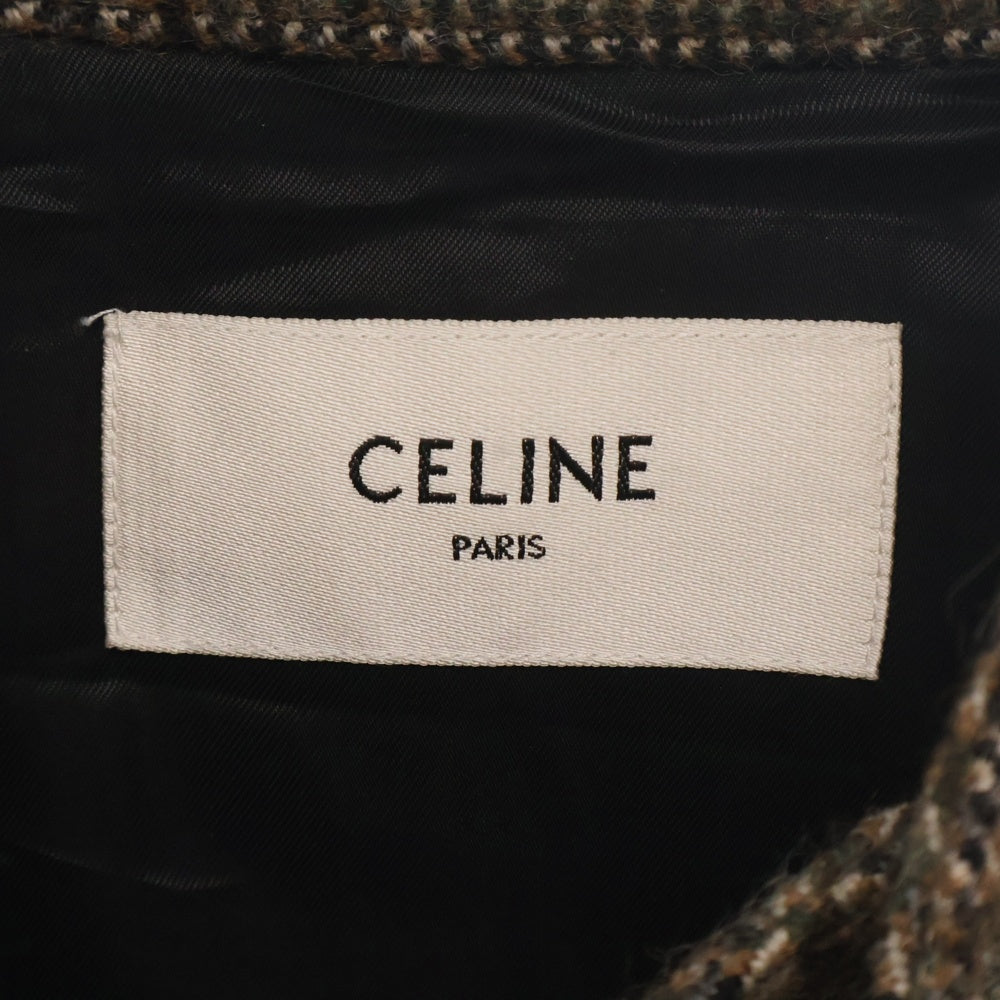 CELINE(セリーヌ) 22AW TEDDY JACKET WITH STAND UP COLLAR IN CHECKED WOOL ウール ハンティング チェック テディ ジャケット ブラウン 2V20L826R