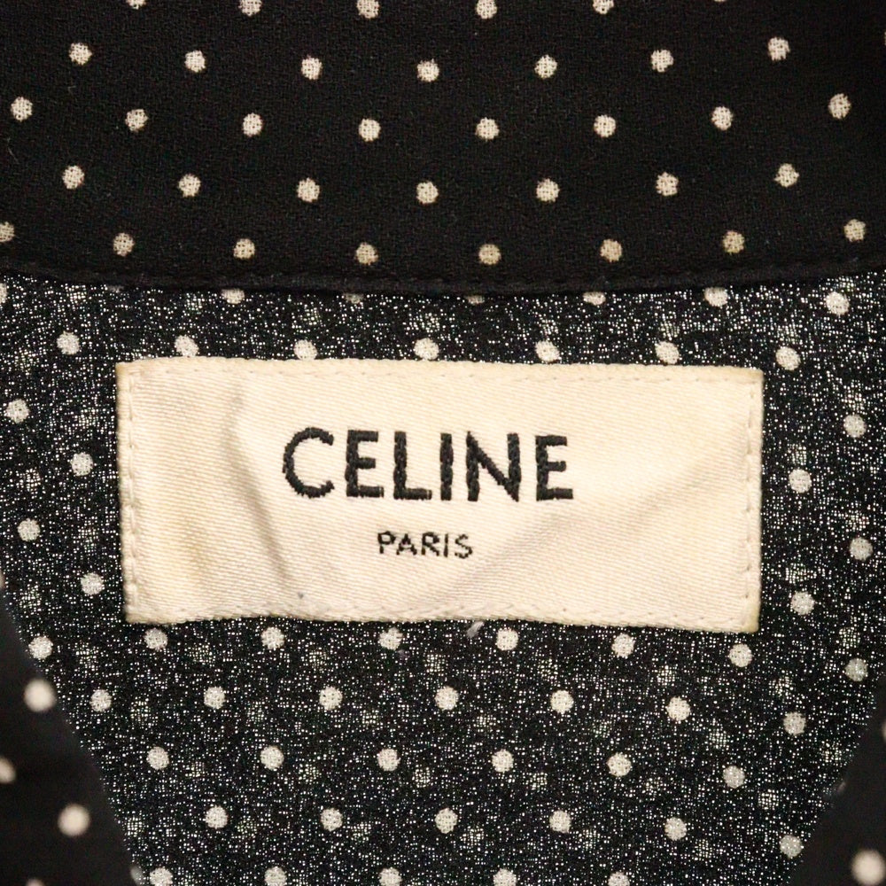 CELINE(セリーヌ) レーヨン ドット柄 ロングスリーブ ブラウス 長袖シャツ ブラック 20ZY5169D