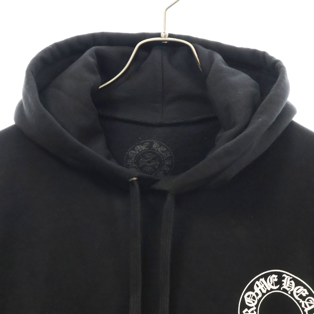 CHROME HEARTS(クロムハーツ) SWTSHRT PLVR プルオーバーパーカー 袖フローラルホースシュープリント スウェットプルオーバーパーカー ブラック/シルバー