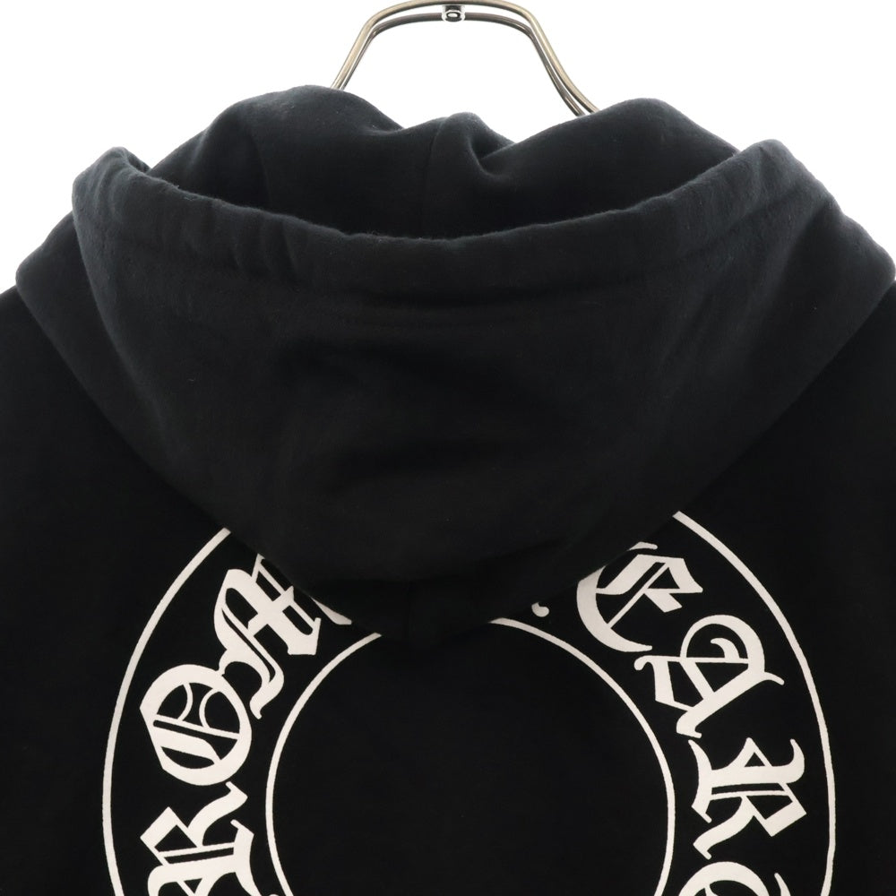CHROME HEARTS(クロムハーツ) SWTSHRT PLVR プルオーバーパーカー 袖フローラルホースシュープリント スウェットプルオーバーパーカー ブラック/シルバー