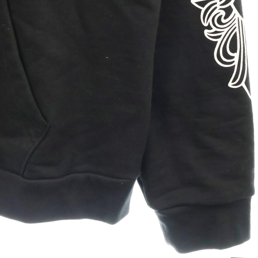 CHROME HEARTS(クロムハーツ) SWTSHRT PLVR プルオーバーパーカー 袖フローラルホースシュープリント スウェットプルオーバーパーカー ブラック/シルバー
