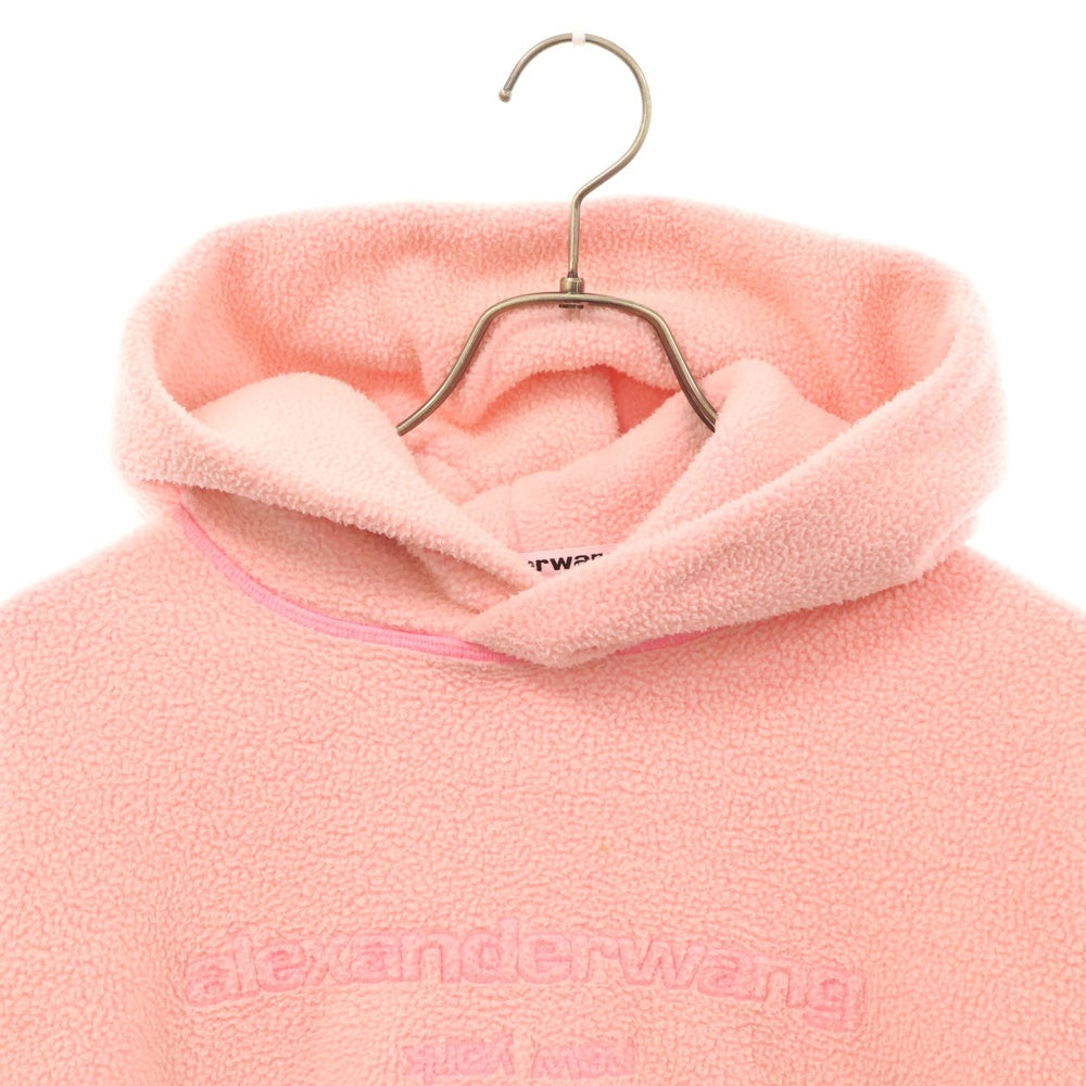 ALEXANDER WANG(アレキサンダーワン) カンガルーポケット ロゴ フリース プルオーバーパーカー ピンク レディース