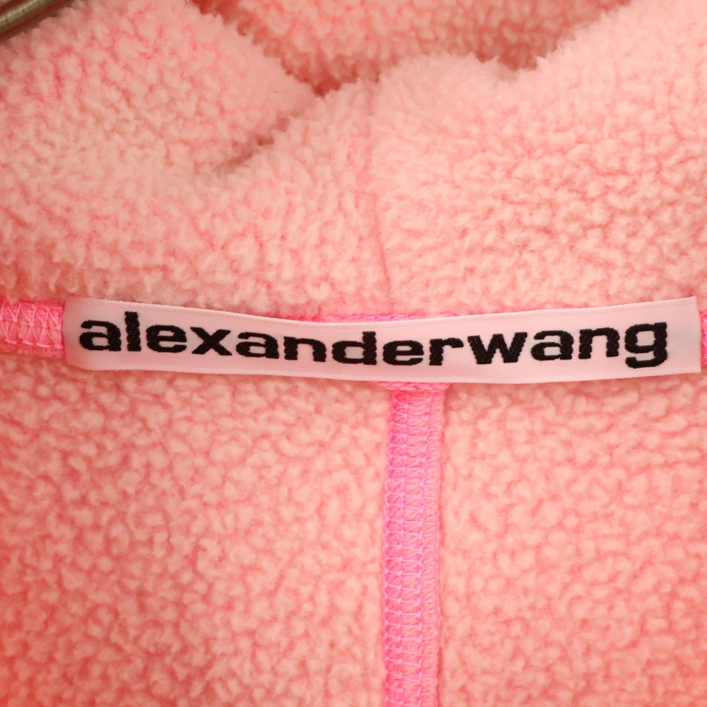 ALEXANDER WANG(アレキサンダーワン) カンガルーポケット ロゴ フリース プルオーバーパーカー ピンク レディース