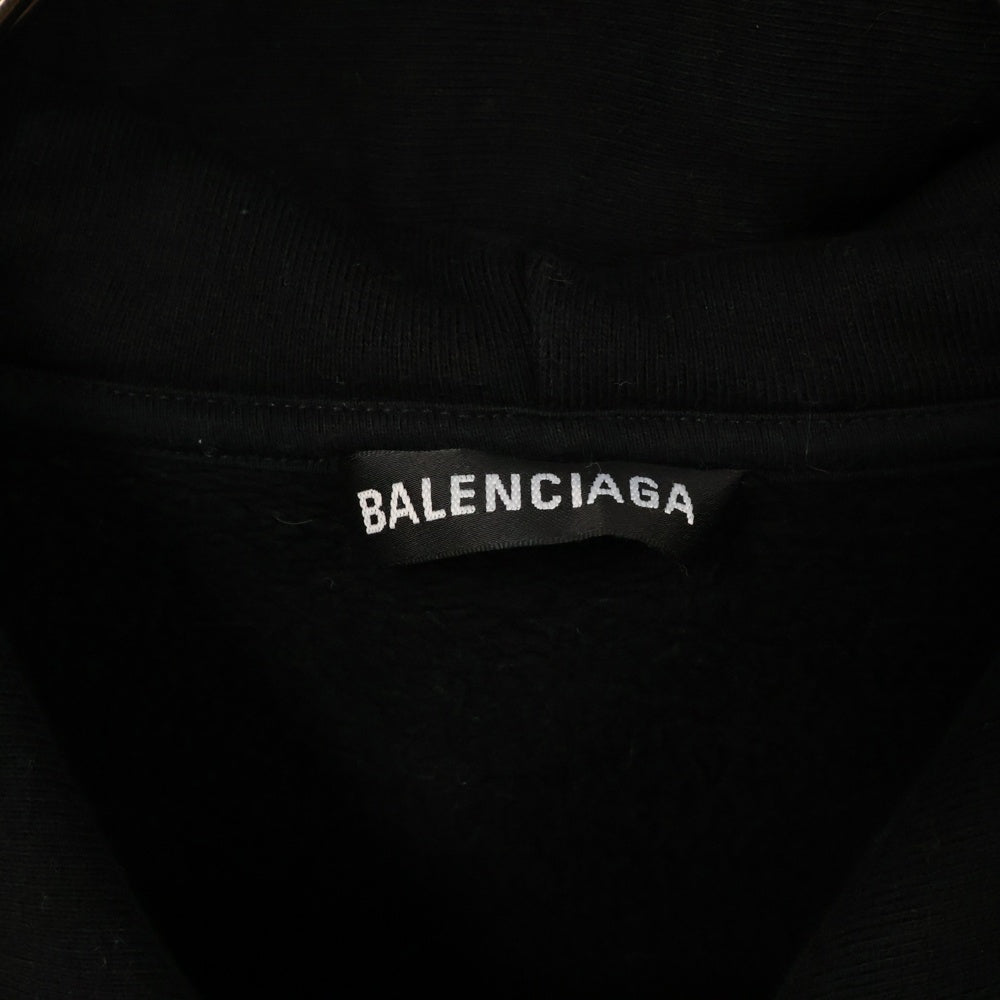 BALENCIAGA(バレンシアガ) ボックスロゴ プリント スウェット プルオーバーパーカー ブラック 570811 THV64