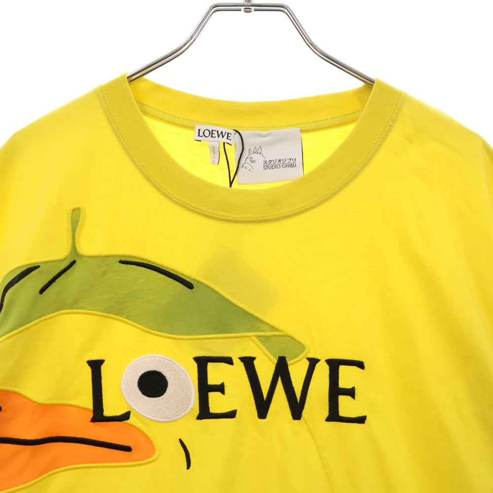 LOEWE(ロエベ) 22SS ×スタジオジブリ 千と千尋の神隠し オオトリ様 ロゴ刺繍 クルーネック 半袖Tシャツ カットソー イエロー S928Y22J03