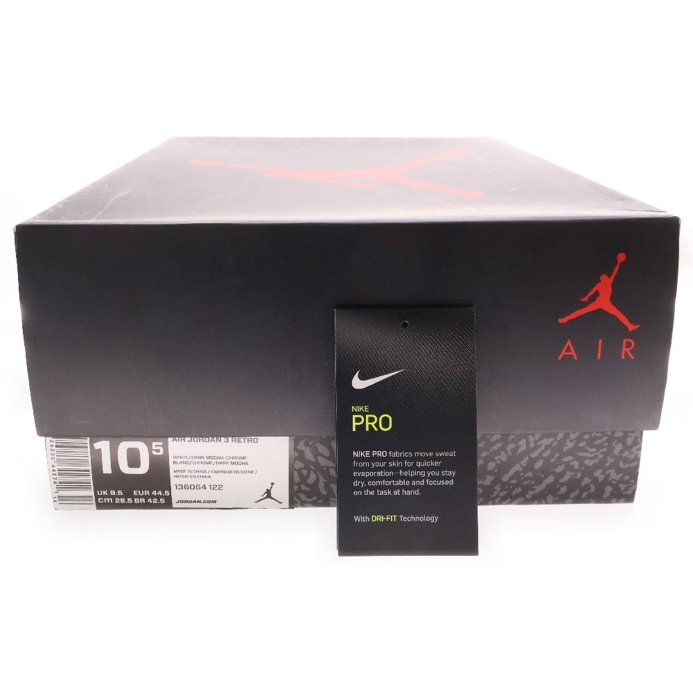 NIKE(ナイキ) AIR JORDAN 3 RETRO MOCHA エアジョーダン 3 モカ ローカットスニーカー ホワイト/ブラウン US10.5/28.5cm 136064-122