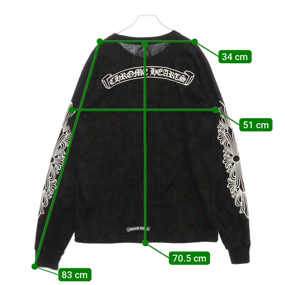 CHROME HEARTS(クロムハーツ) 24SS Graveyard Cemetery Cross L/S Tee グレイブヤード セメタリークロス 長袖Tシャツ カットソー ブラック