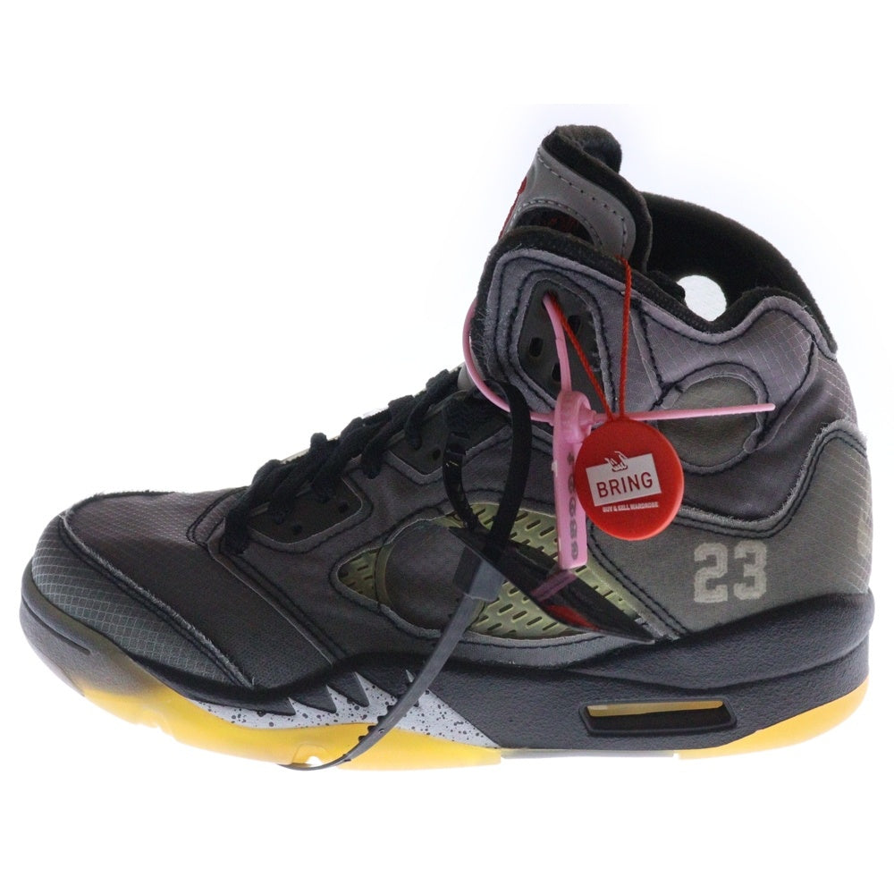 NIKE(ナイキ) ×OFF-WHITE AIR JORDAN 5 RETRO SP オフホワイト エアジョーダン5レトロ ハイカットスニーカー ブラック US7/25cm CT8480-001