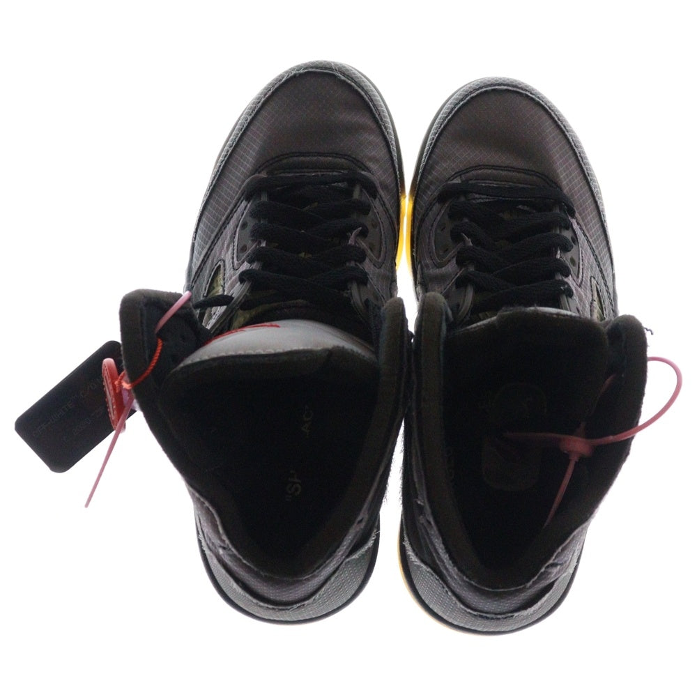 NIKE(ナイキ) ×OFF-WHITE AIR JORDAN 5 RETRO SP オフホワイト エアジョーダン5レトロ ハイカットスニーカー ブラック US7/25cm CT8480-001