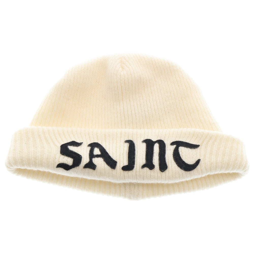 SAINT MICHAEL(セントマイケル) 24AW KNIT CAP WHITE ニットキャップ ロゴ 帽子 ビーニー ホワイト SM-YS1-0000-082