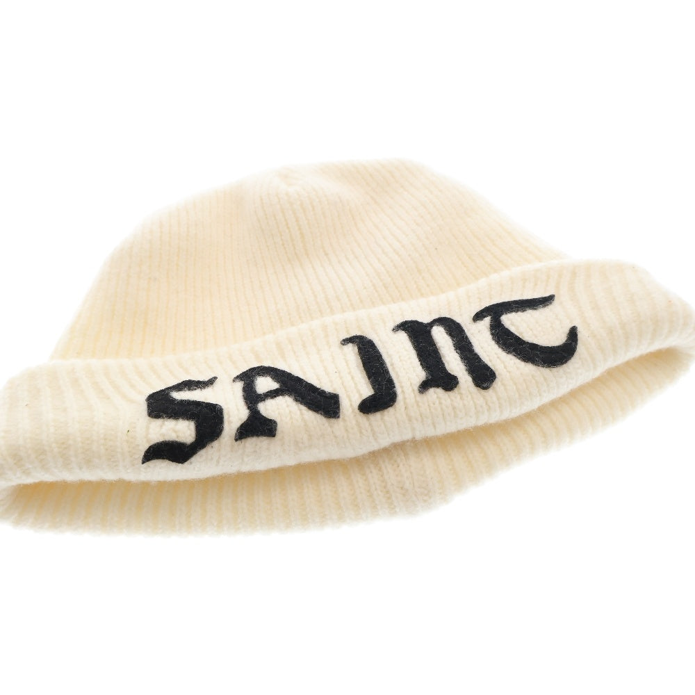 SAINT MICHAEL(セントマイケル) 24AW KNIT CAP WHITE ニットキャップ ロゴ 帽子 ビーニー ホワイト SM-YS1-0000-082