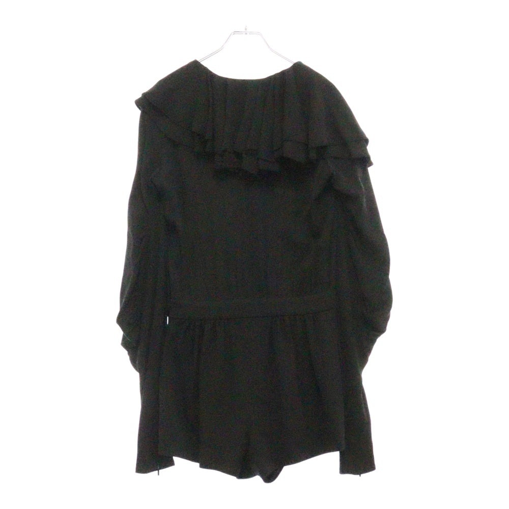 SAINT LAURENT PARIS(サンローランパリ) 18AW シルク ラッフルカラー ショートパンツ オールインワン ブラック レディース 514979 Y076G