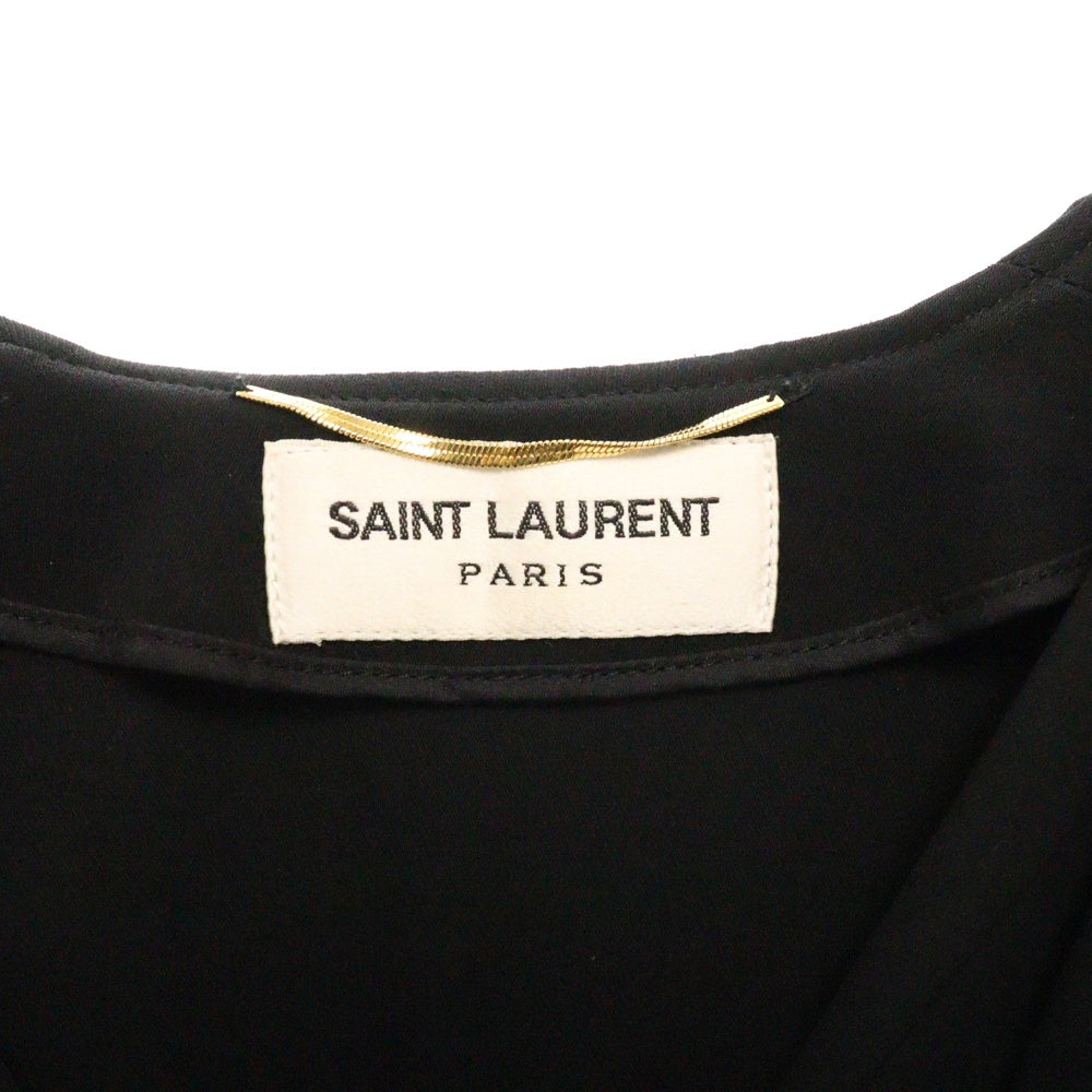 SAINT LAURENT PARIS(サンローランパリ) 18AW シルク ラッフルカラー ショートパンツ オールインワン ブラック レディース 514979 Y076G