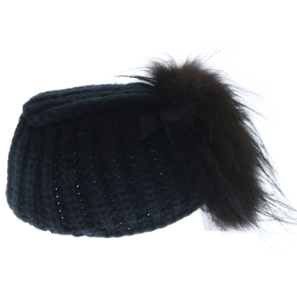 Christian Dior(クリスチャンディオール) 付き カシミヤ ニットキャップ 帽子 ブラック レディース 21RBO975G011