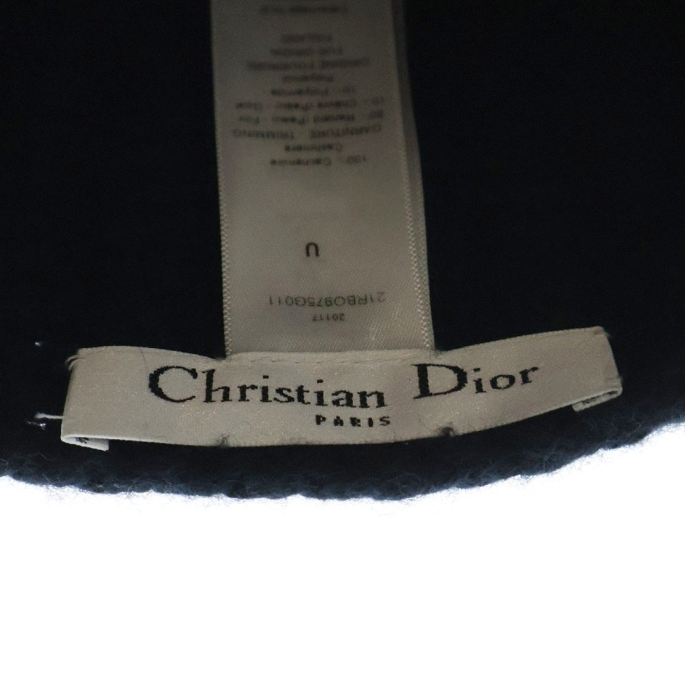 Christian Dior(クリスチャンディオール) 付き カシミヤ ニットキャップ 帽子 ブラック レディース 21RBO975G011