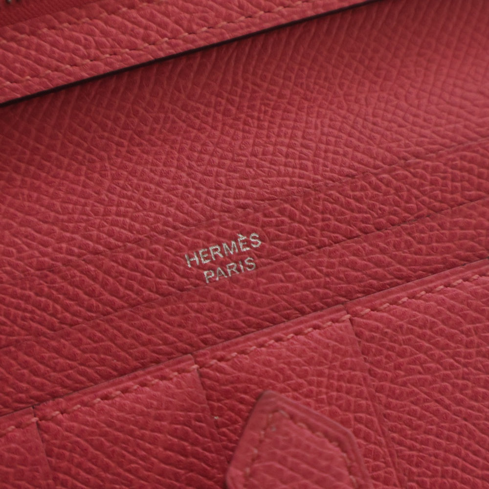 HERMES(エルメス) ベアン スフレ ヴォーエプソン シルバー金具 X刻印 レザー ロングウォレット 二つ折り 長財布 ピンク