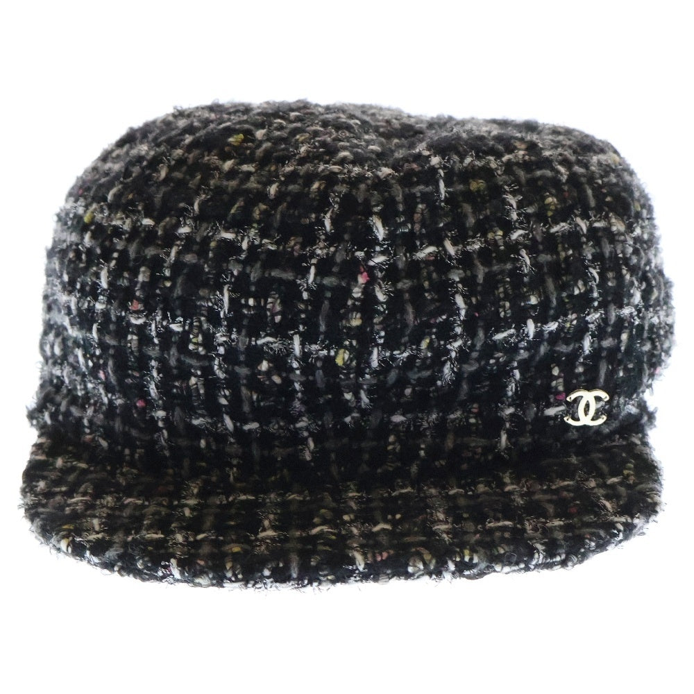 CHANEL(シャネル) ツイード ココマーク キャスケット キャップ 帽子 ブラック レディース