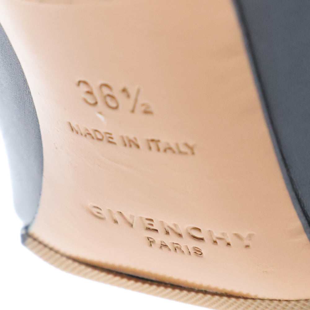 GIVENCHY(ジバンシィ) オープントゥ アンクルストラップ レザー ヒール パンプス ブラック レディース