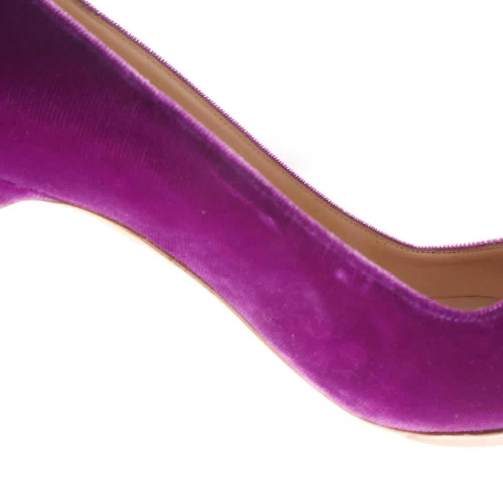 MANOLO BLAHNIK(マノロブラニク) ハンギシ ビジュー ラインストーン ベルベット ヒール パンプス パープル レディース