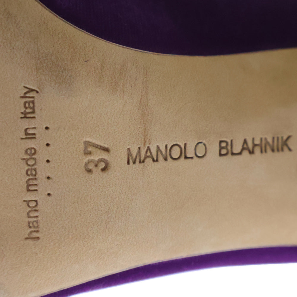 MANOLO BLAHNIK(マノロブラニク) ハンギシ ビジュー ラインストーン ベルベット ヒール パンプス パープル レディース