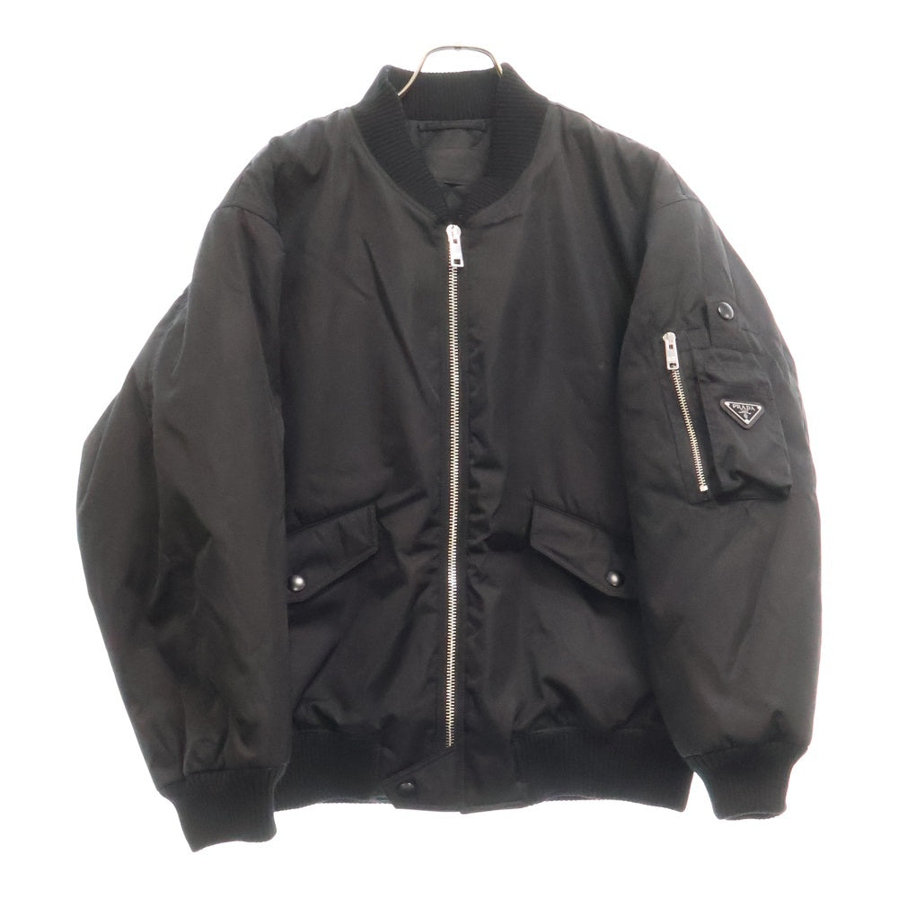 PRADA(プラダ) Re-Nylon リナイロン 三角ロゴプレート ナイロンジップアップボンバージャケット ブラック SGC824 S000 1WQ8