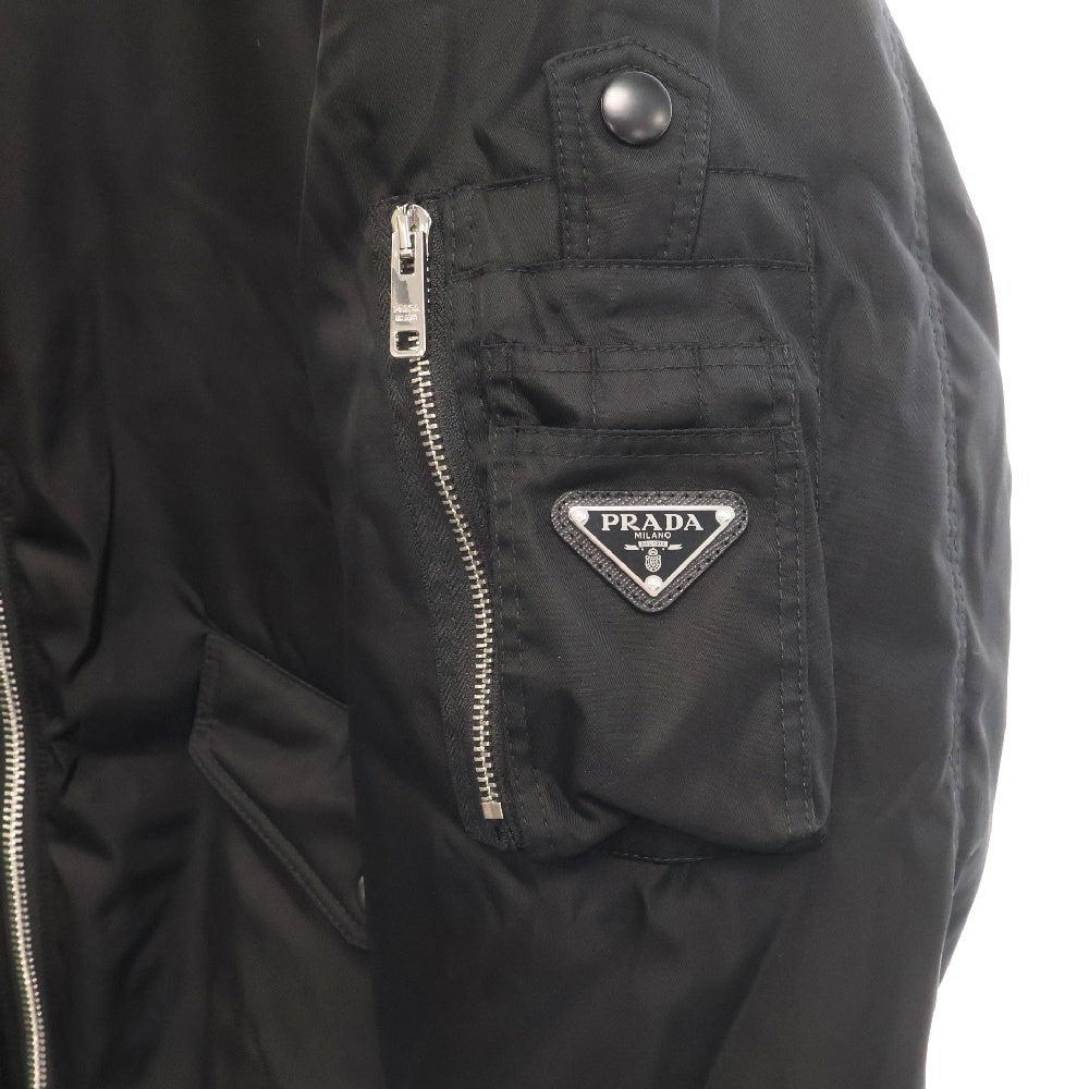 PRADA(プラダ) Re-Nylon リナイロン 三角ロゴプレート ナイロンジップアップボンバージャケット ブラック SGC824 S000 1WQ8