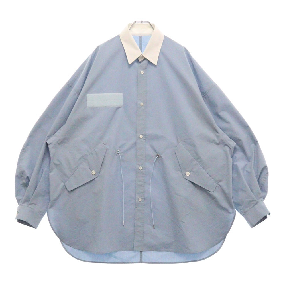 FUMITO GANRYU(フミトガンリュウ) 23SS M-51 ミリタリー クレリック 長袖 シャツジャケット ブルー FU9-BL-02