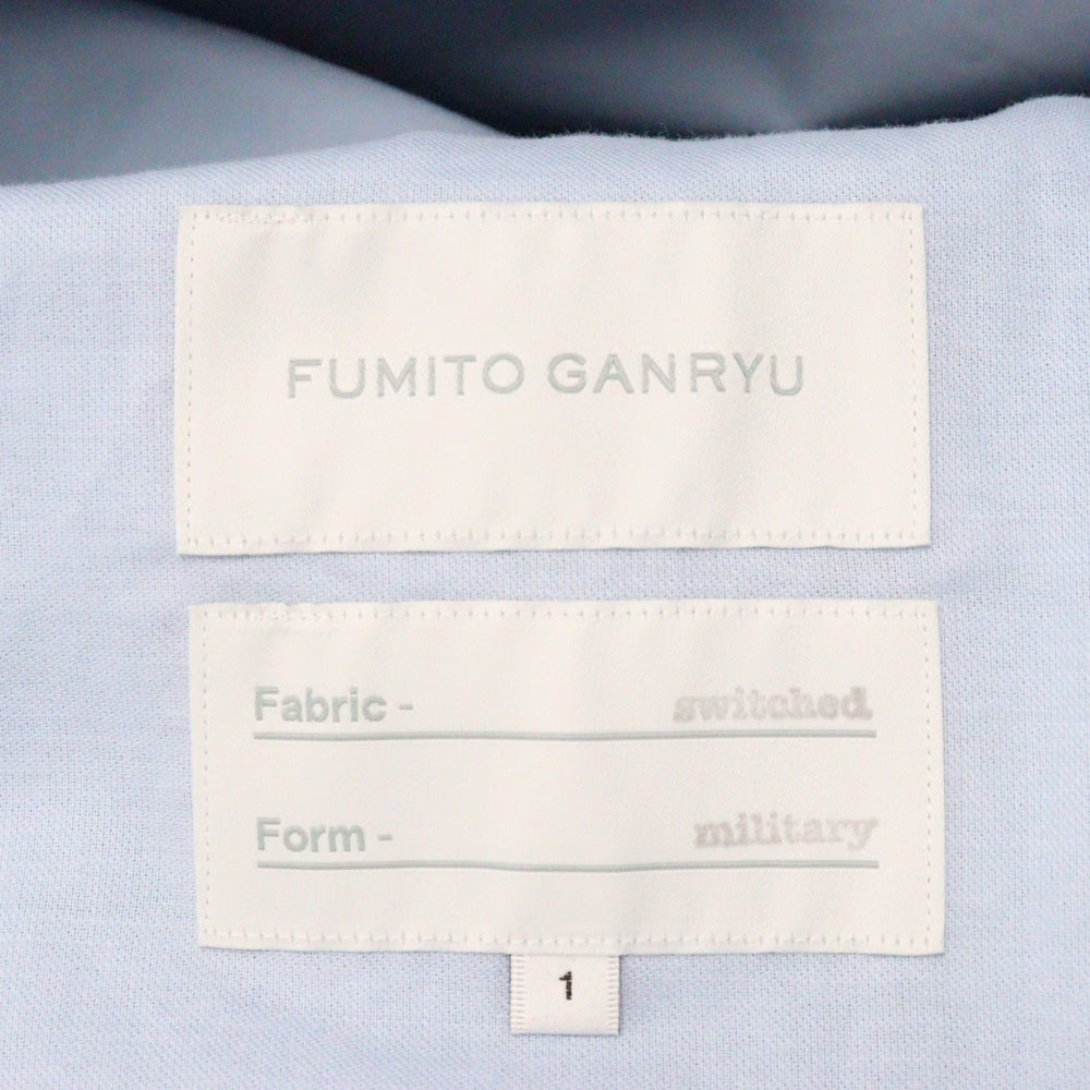 FUMITO GANRYU(フミトガンリュウ) 23SS M-51 ミリタリー クレリック 長袖 シャツジャケット ブルー FU9-BL-02