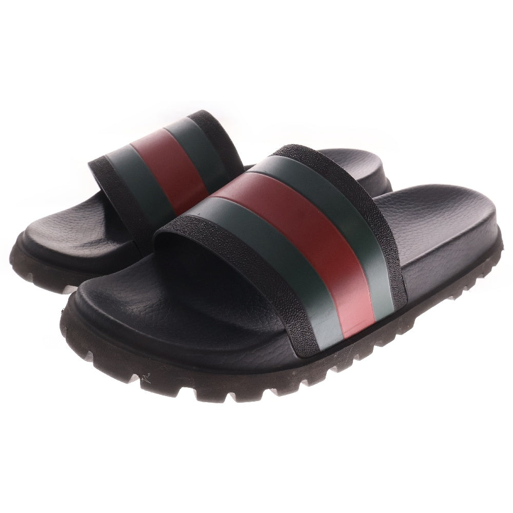 GUCCI(グッチ) シェリーライン スライドサンダル ウェブストライプ ラバーソール ブラック 429469