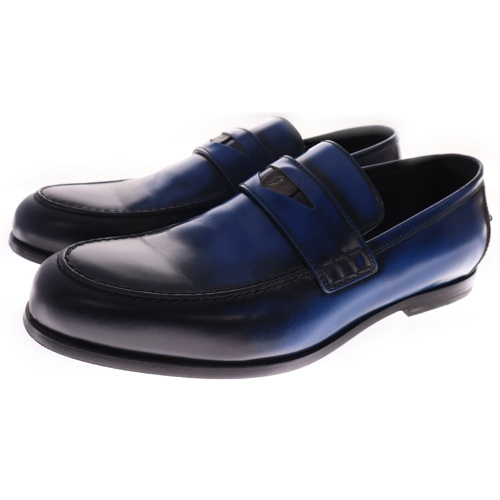 JIMMY CHOO(ジミーチュウ) DARBLAY SEA BLUE レザー ペニーローファー シューズ ブルー/ブラック
