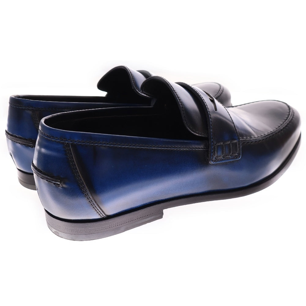 JIMMY CHOO(ジミーチュウ) DARBLAY SEA BLUE レザー ペニーローファー シューズ ブルー/ブラック