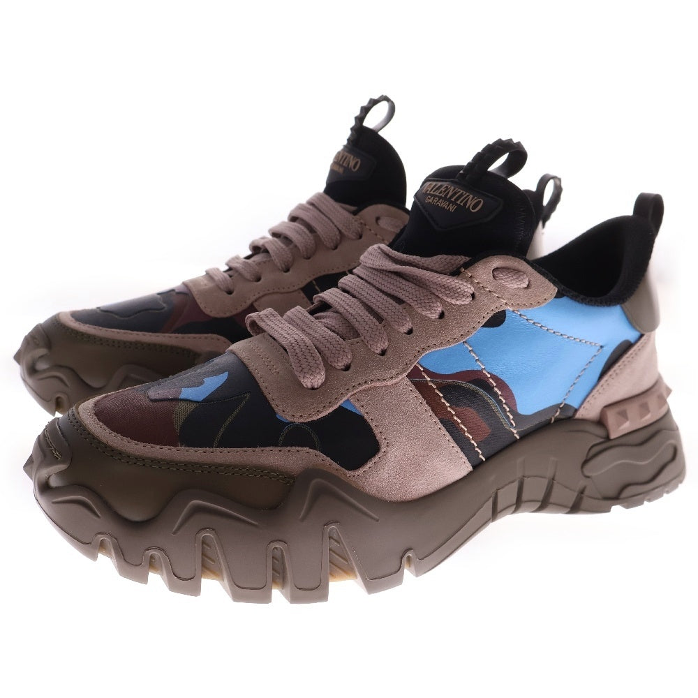 VALENTINO(ヴァレンチノ) ロックスタッズ カモフラ スウェード レザー ローカットスニーカー マルチ TY2S0C20