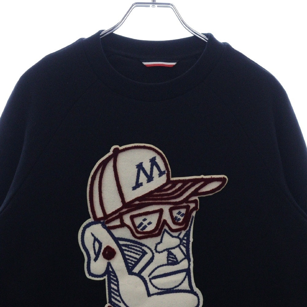 MONCLER(モンクレール) 18AW MAGLIA GIROCOLLO ワッペンロゴ クルーネックスウェットトレーナー ブラック D20918003500