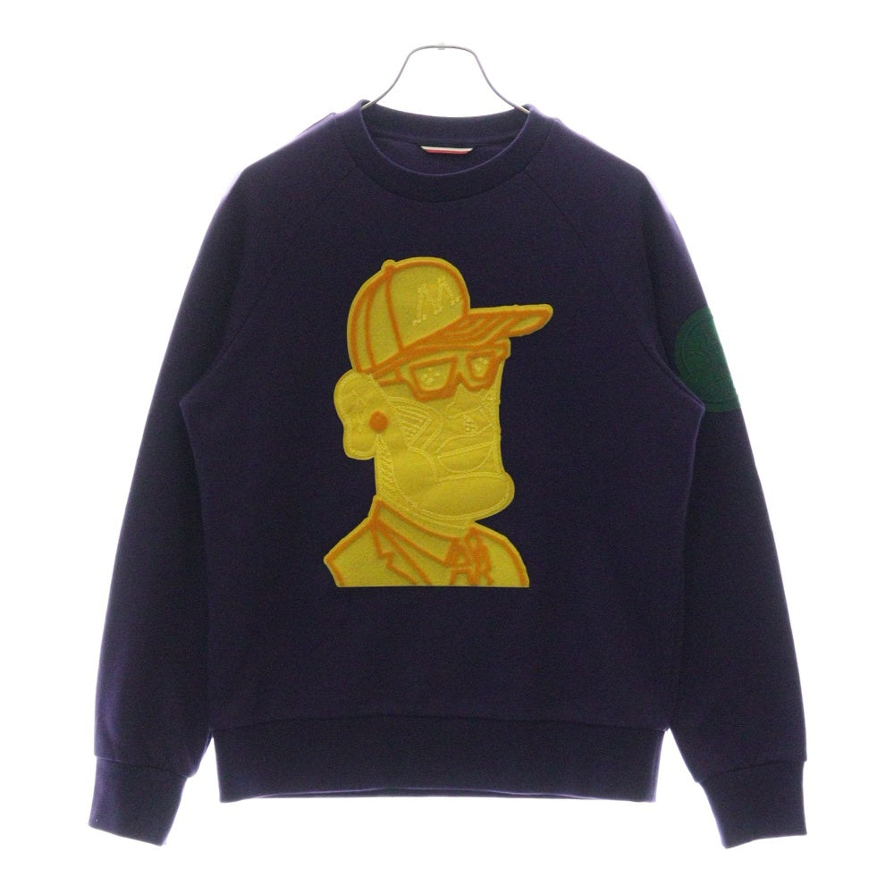 MONCLER(モンクレール) 18AW MAGLIA GIROCOLLO ワッペンロゴ クルーネックスウェットトレーナー パープル D20918003500