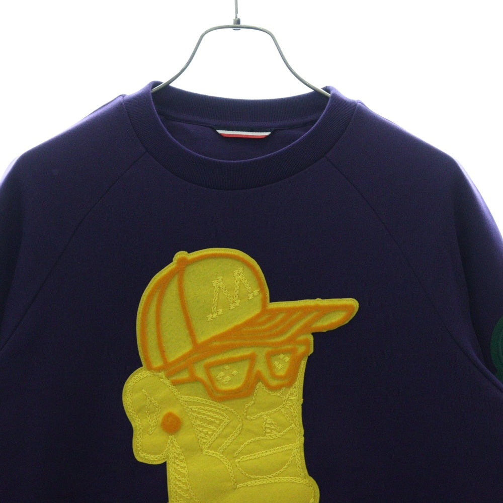 MONCLER(モンクレール) 18AW MAGLIA GIROCOLLO ワッペンロゴ クルーネックスウェットトレーナー パープル D20918003500