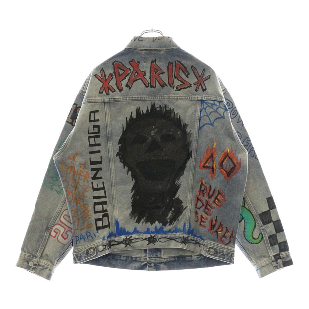 BALENCIAGA(バレンシアガ) 18AW Graffiti Denim Jacket オーバーサイズ グラフィティ デニムジャケット インディゴ 558824 TXE08