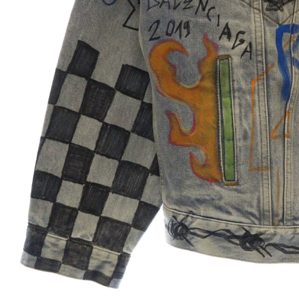 BALENCIAGA(バレンシアガ) 18AW Graffiti Denim Jacket オーバーサイズ グラフィティ デニムジャケット インディゴ 558824 TXE08