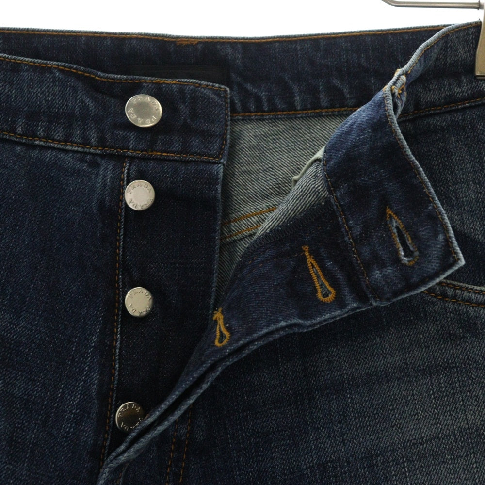 PRADA(プラダ) 24SS 三角ロゴプレート付 5ポケット ローライズウェストデニムパンツ インディゴ GEP374