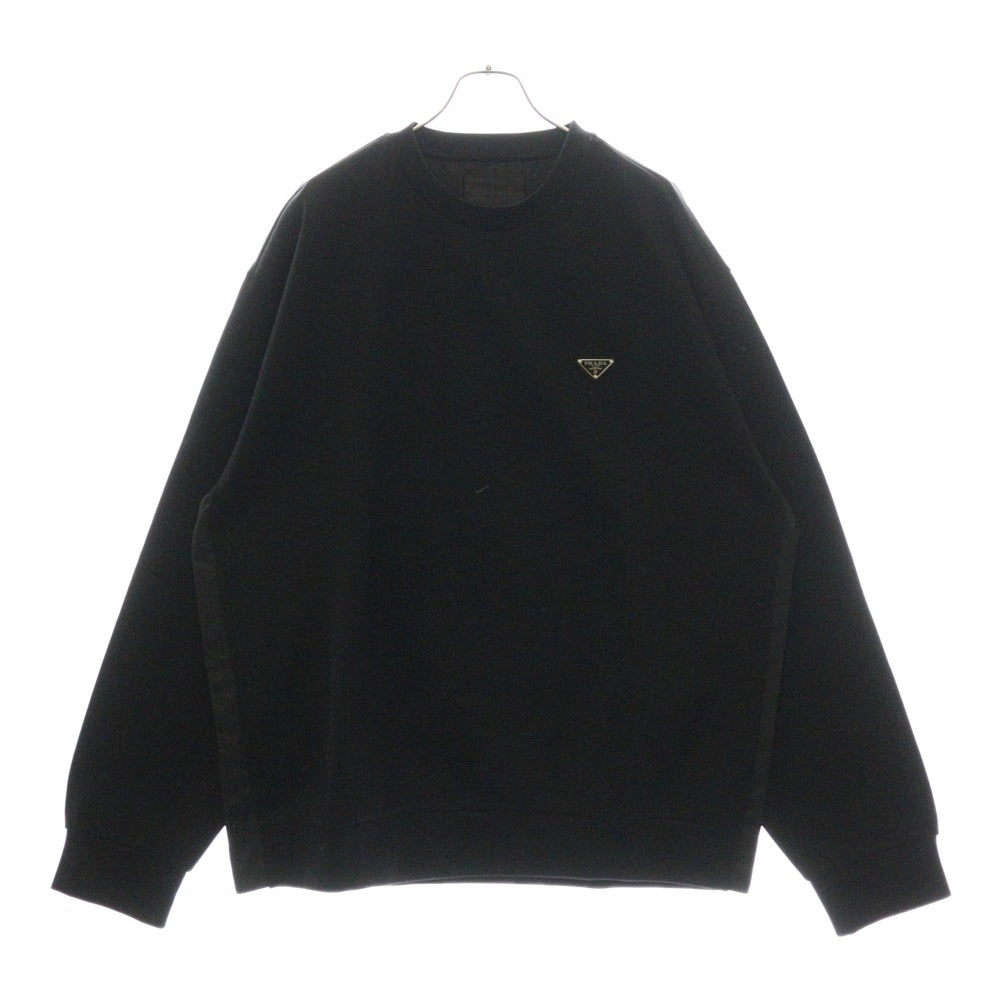 PRADA(プラダ) Triangle Logo Plate Crewneck トライアングルロゴプレート クルーネックスウェットトレーナー ブラック UJL30A