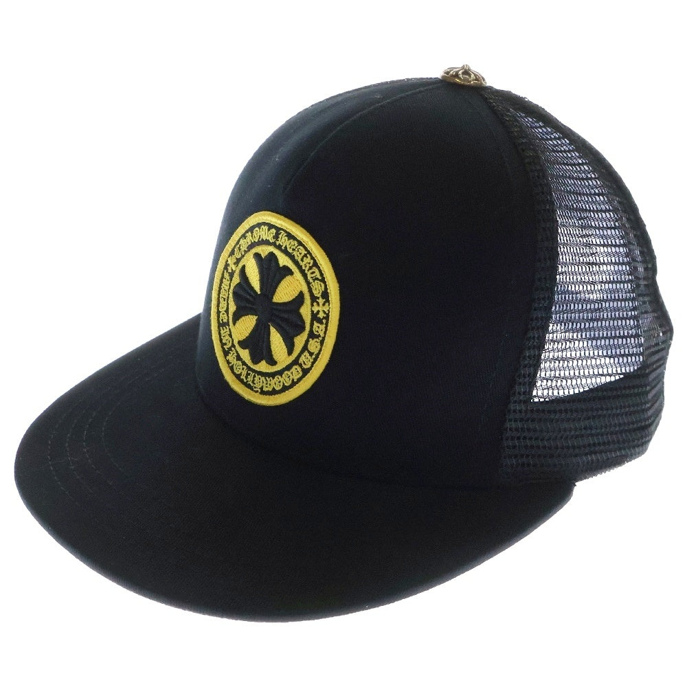 CHROME HEARTS(クロムハーツ) Yellow CH Plus Trucker Cap イエローCHプラス トラッカーキャップ メッシュキャップ パッチ クロスボール 帽子 ブラック