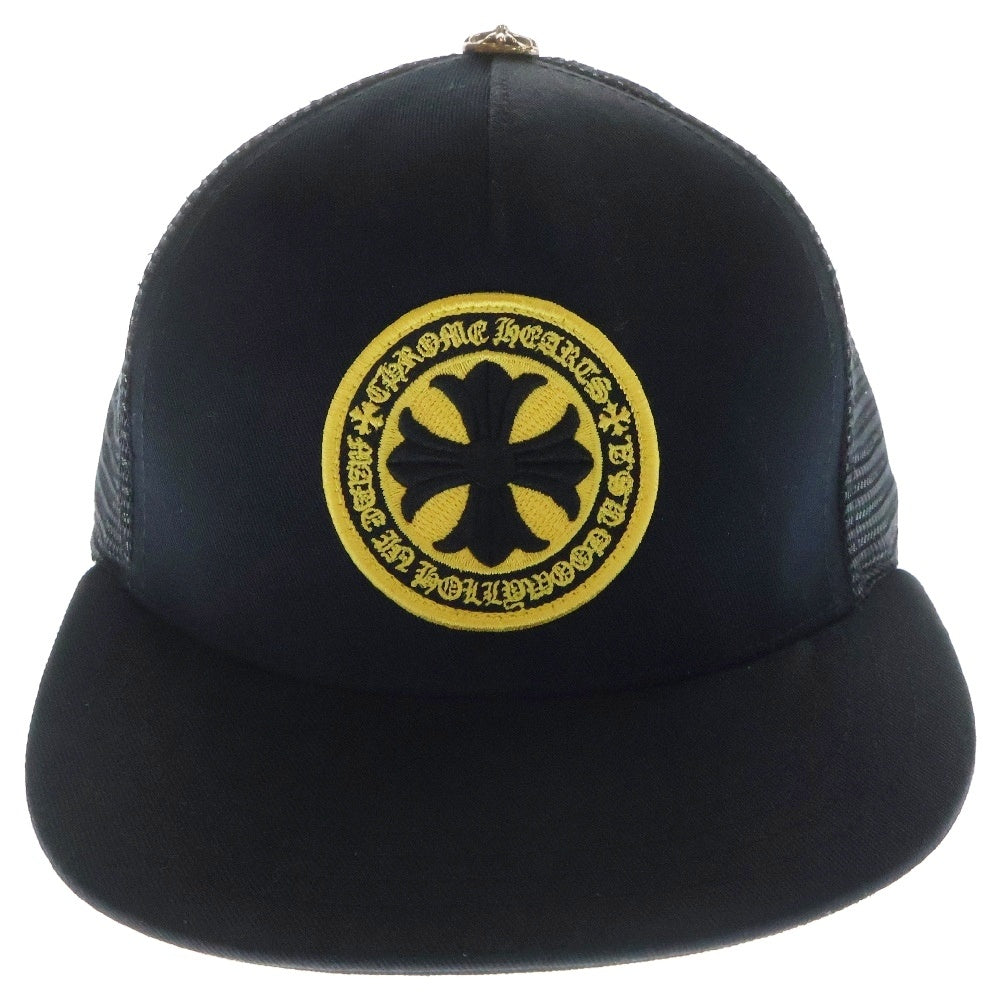 CHROME HEARTS(クロムハーツ) Yellow CH Plus Trucker Cap イエローCHプラス トラッカーキャップ メッシュキャップ パッチ クロスボール 帽子 ブラック